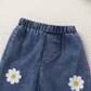 Sunny Daisy Girls Set – Sleeveless Top & Floral Denim Pants