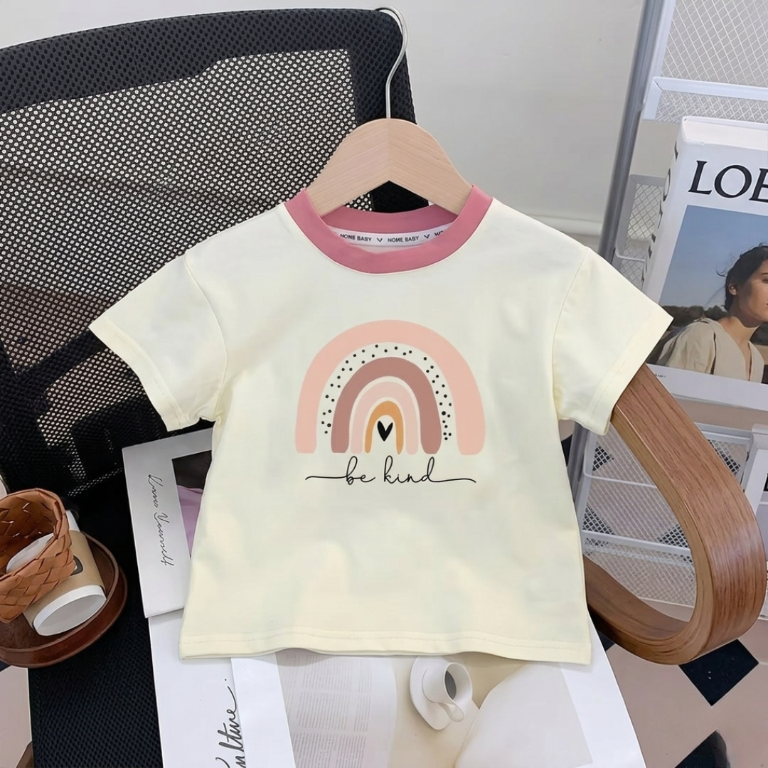 Unisex “Be Kind” Rainbow Summer Shorts Set – Kids Matching Tee & Pocket Shorts Outfit