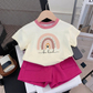 Unisex “Be Kind” Rainbow Summer Shorts Set – Kids Matching Tee & Pocket Shorts Outfit