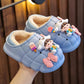 "Waterproof and Soft Kids Slippers - Breathable Cotton House Shoes, Cartoon Design, Winter"