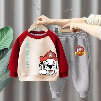 PAW Patrol Autumn Winter Plus Cashmere Warm Children's Clothing Sets Boys Spliced Hoodies and Long Pant 2pcs Suit Kids Sweatsuit - IRRAKIDS