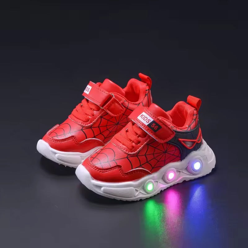 Chaussures pour enfants SpidSuffolk - Design en maille tendance inspiré des super-héros et de la lumière LED