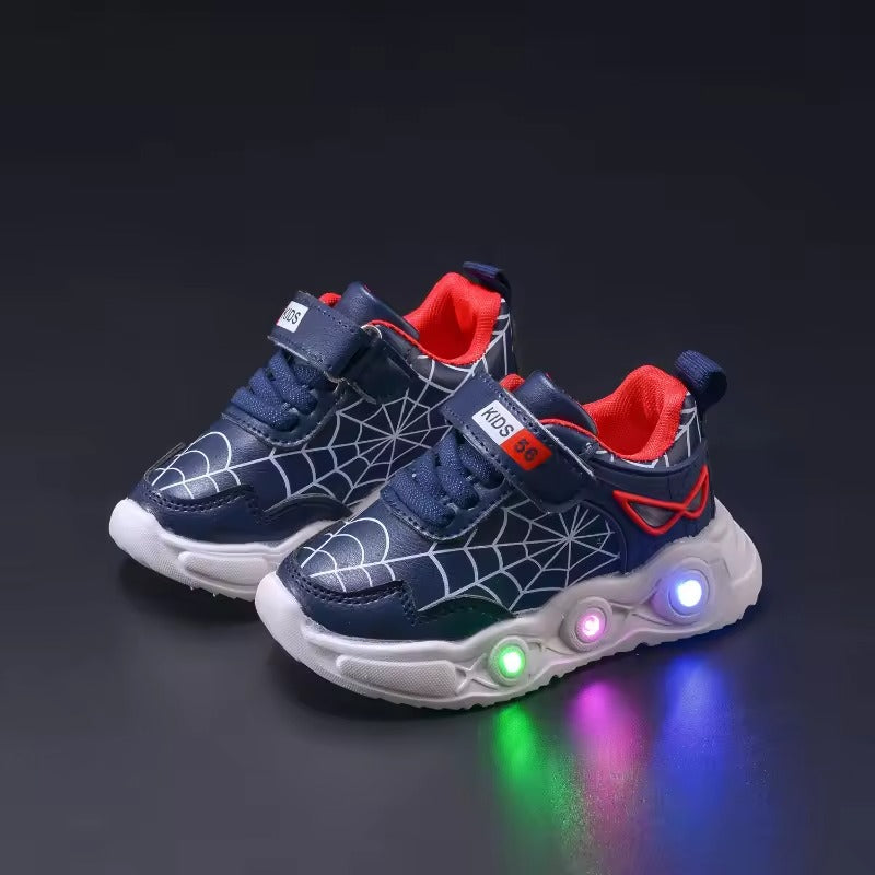 Chaussures pour enfants SpidSuffolk - Design en maille tendance inspiré des super-héros et de la lumière LED