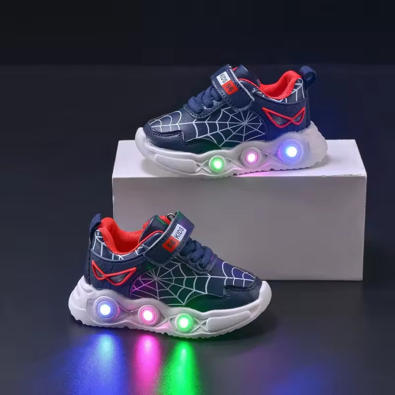 Chaussures pour enfants SpidSuffolk - Design en maille tendance inspiré des super-héros et de la lumière LED