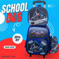 Stylish 3-Piece Cartoon Design Rolling School Bag Set for Kids