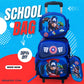 Stylish 3-Piece Cartoon Design Rolling School Bag Set for Kids