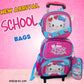 Stylish 3-Piece Cartoon Design Rolling School Bag Set for Kids