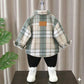 Boys 3-Piece Modern Plaid Flannel Shirt, SURFLO Graphic T-shirt, and Jogger Pants Outfit Set