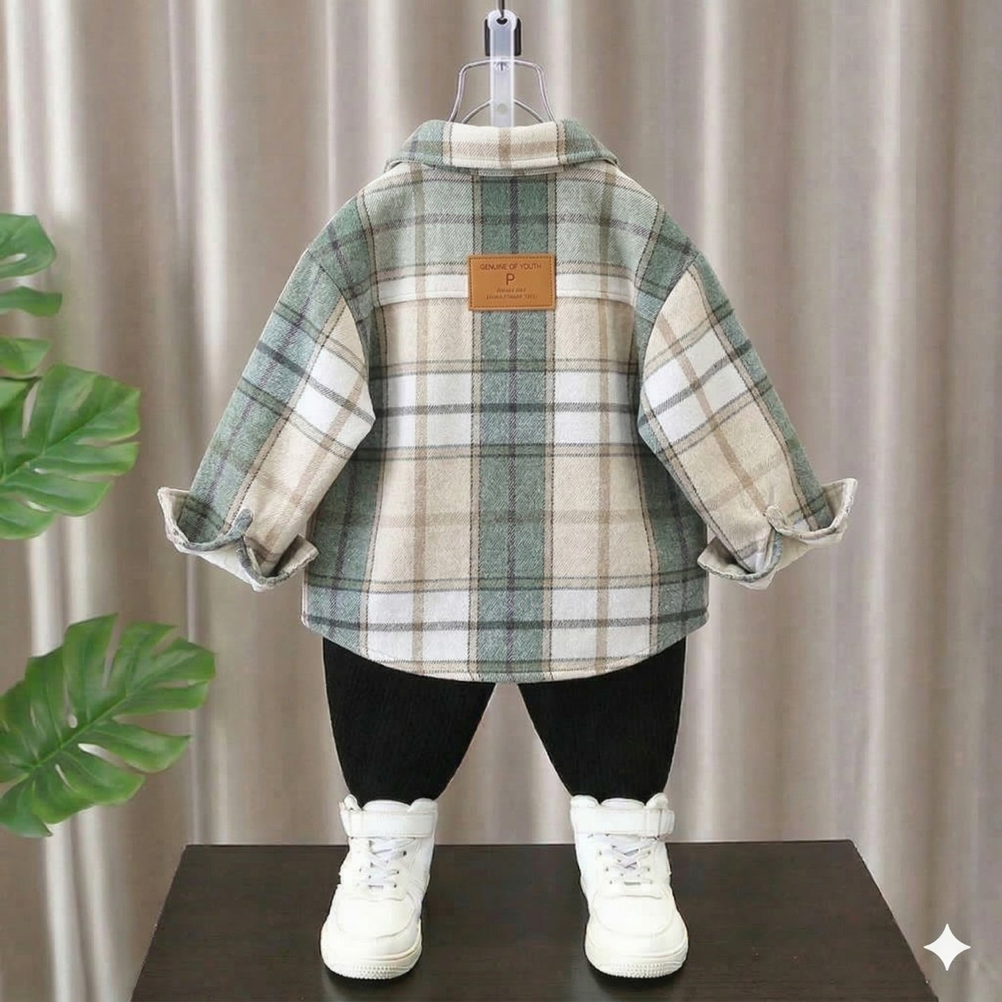 Boys 3-Piece Modern Plaid Flannel Shirt, SURFLO Graphic T-shirt, and Jogger Pants Outfit Set