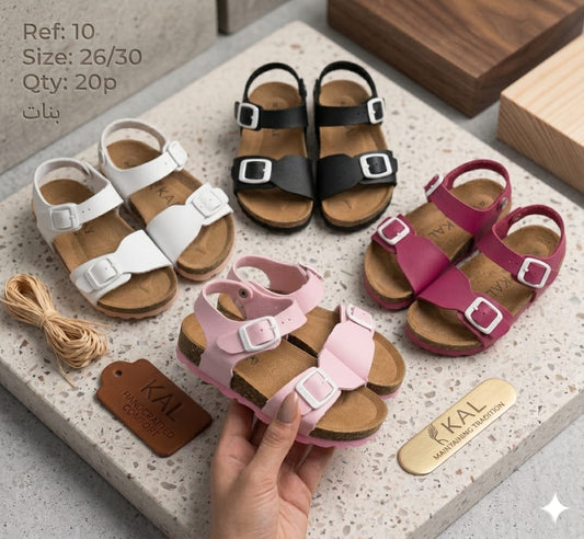 Sandales d'été pour enfants, semelle en liège, mules - Chaussures de plage à double boucle pour bébés filles garçons - Semelle souple antidérapante pour enfants - Nouvelle Collection 2026