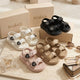 Sandales d'été pour filles Mignonnes double bride Scratch Semelle souple Chaussures confortables pour enfants 