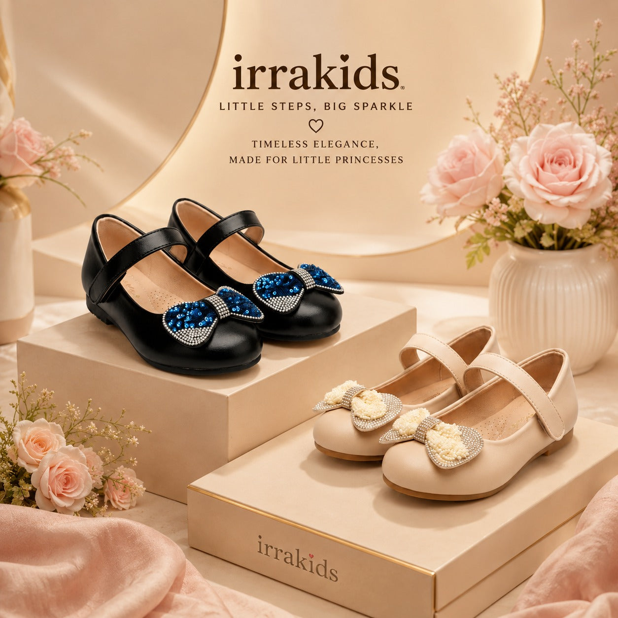 Princess Bow Mary Jane Shoes – Elegant Sparkle for Little Girls ✨