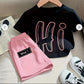Kids Trendy Summer Set – “Hi” Graphic T-Shirt & Shorts