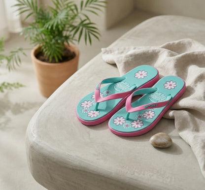 Tongs compensées fleuries pour filles – Sandales de plage légères d'été 
