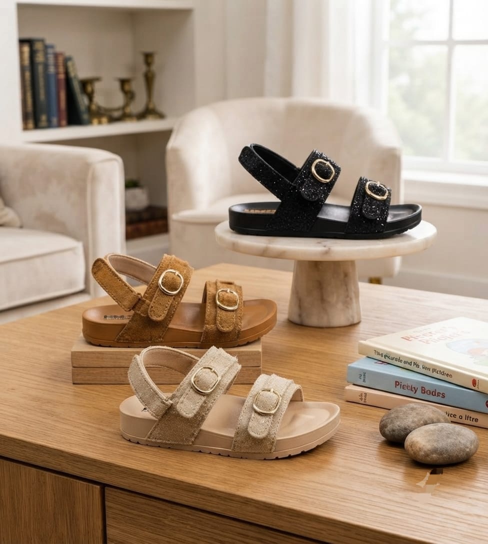Girls Double Buckle Sandals | Soft Non-Slip Summer Shoes for Kids