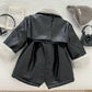 Veste d'hiver élégante pour fille avec bordure en fourrure douce et ceinture à la taille