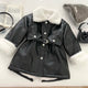 Veste d'hiver élégante pour fille avec bordure en fourrure douce et ceinture à la taille