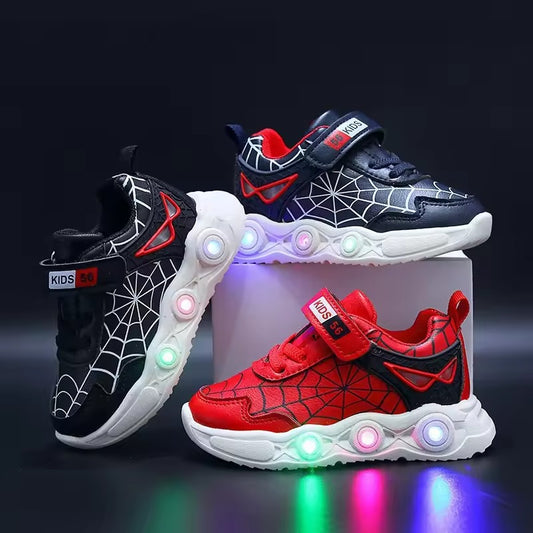 Chaussures pour enfants SpidSuffolk - Design en maille tendance inspiré des super-héros et de la lumière LED