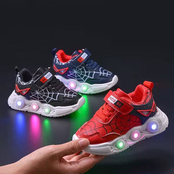 Chaussures pour enfants SpidSuffolk - Design en maille tendance inspiré des super-héros et de la lumière LED