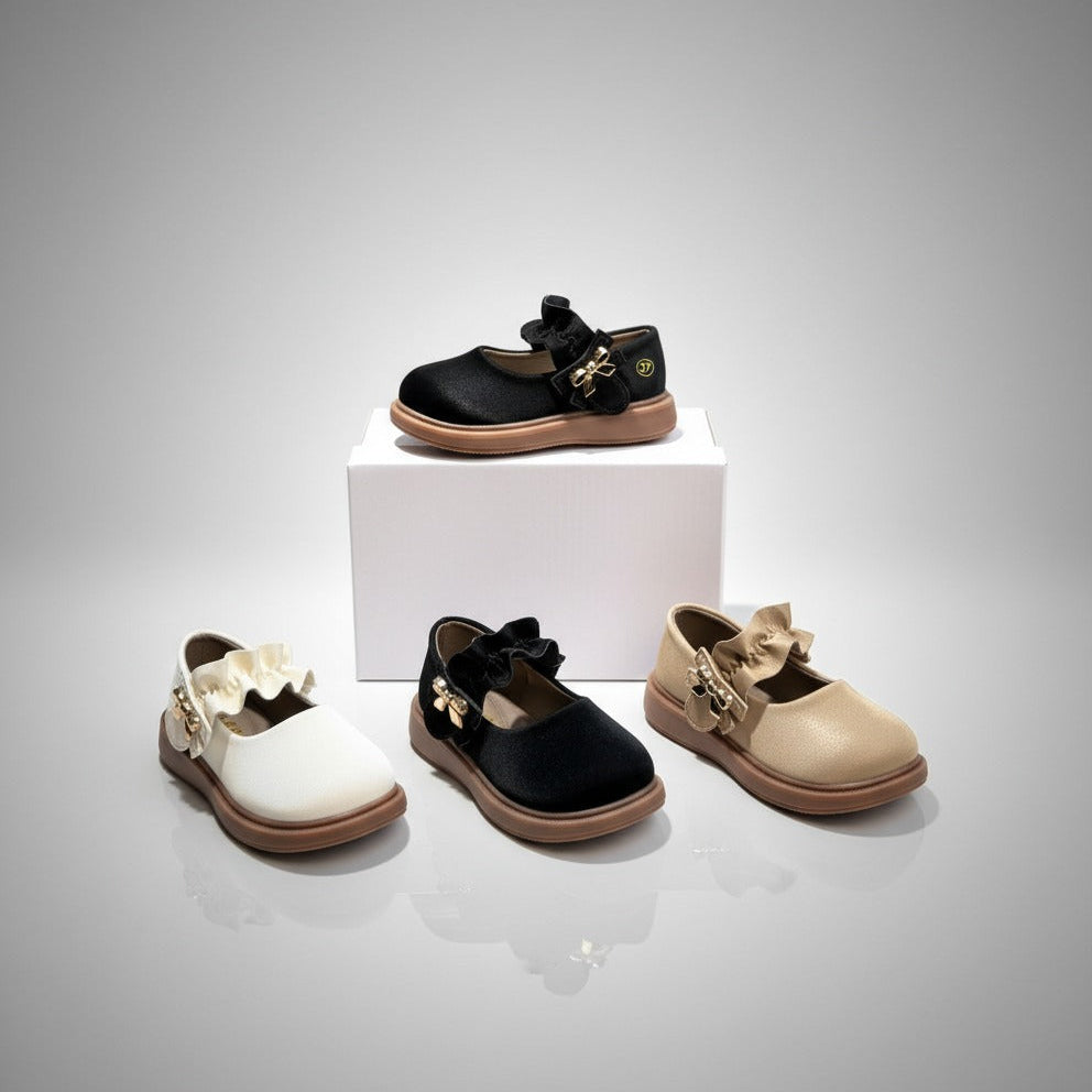 Chaussures élégantes pour filles avec nœud et cuir souple - Adaptées à l'école et aux occasions spéciales