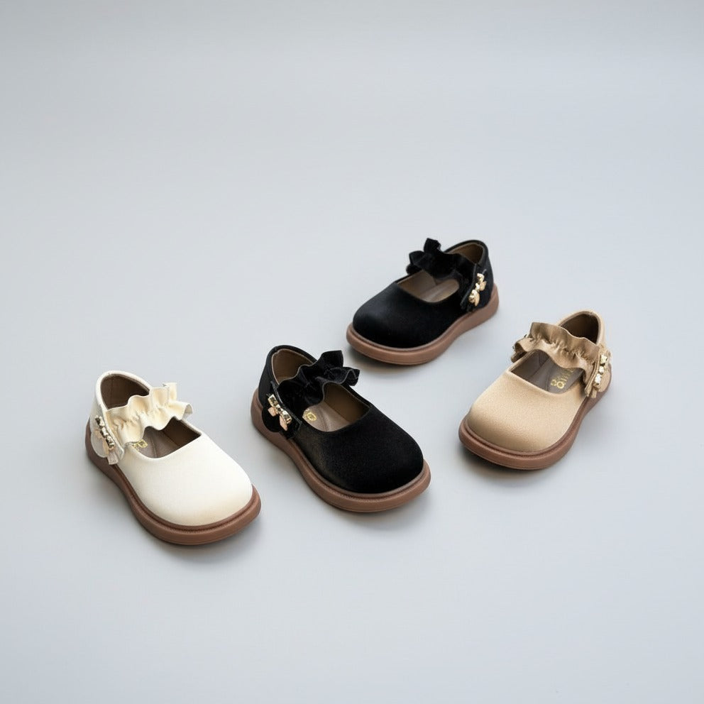 Chaussures élégantes pour filles avec nœud et cuir souple - Adaptées à l'école et aux occasions spéciales