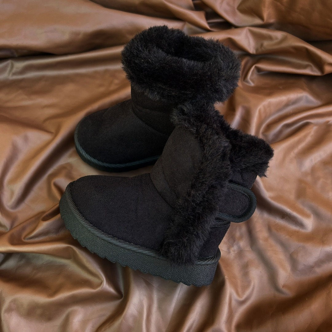 Girls Winter Boots Kids Warm Faux Fur Ankle Boots Soft Suede Non-Slip Sole Cute Casual Shoes for Children