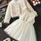 Girls Elegant Ivory Tulle Dress Set with Soft Jacket