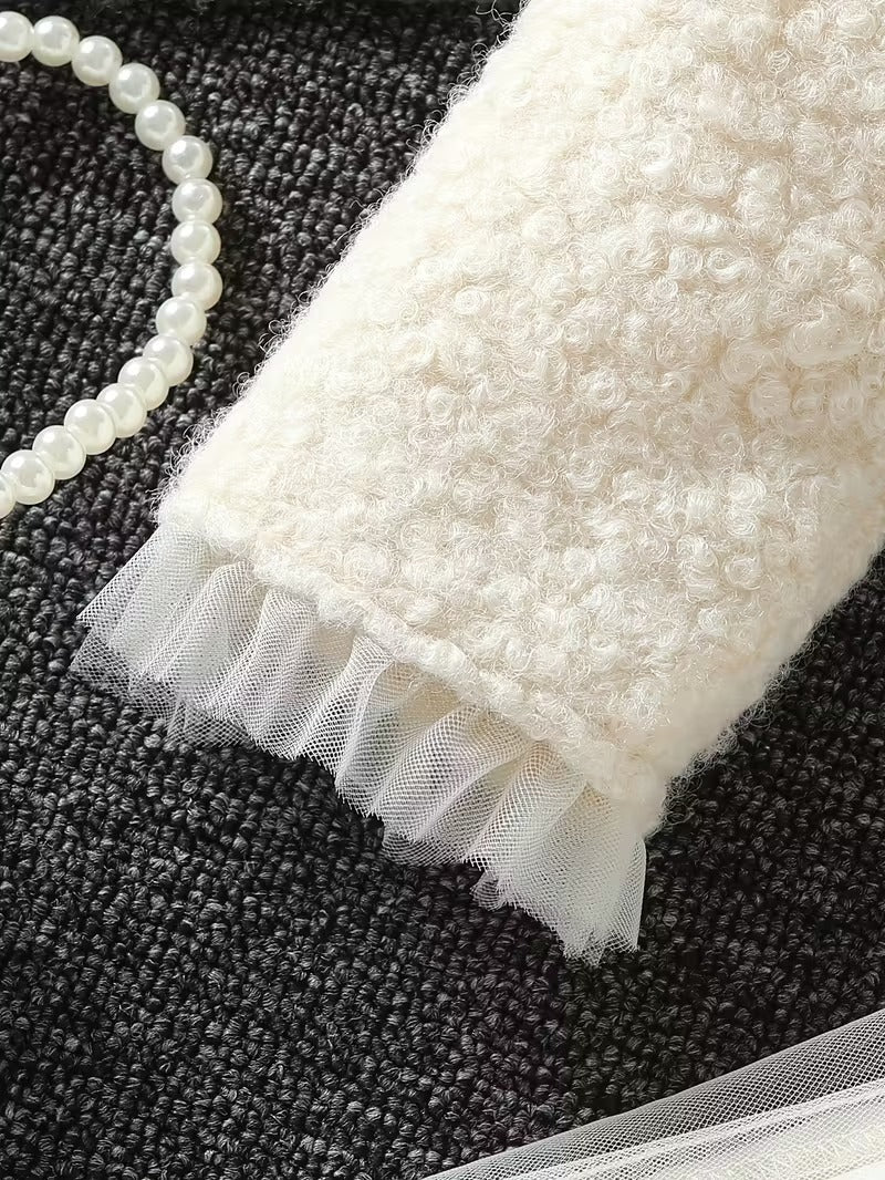 Ensemble robe élégante en tulle ivoire pour fille avec veste douce