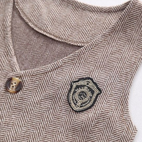 Ensemble gilet de cérémonie 3 pièces pour garçon, style gentleman classique