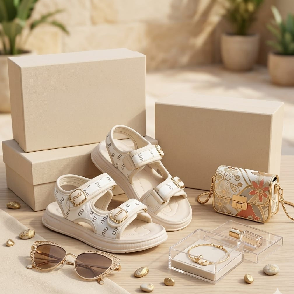 Sandales d'été pour filles Mignonnes double bride Scratch Semelle souple Chaussures confortables pour enfants 