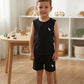 Cute Print Summer Tank Top and Shorts Set with Crew Neck for Kids