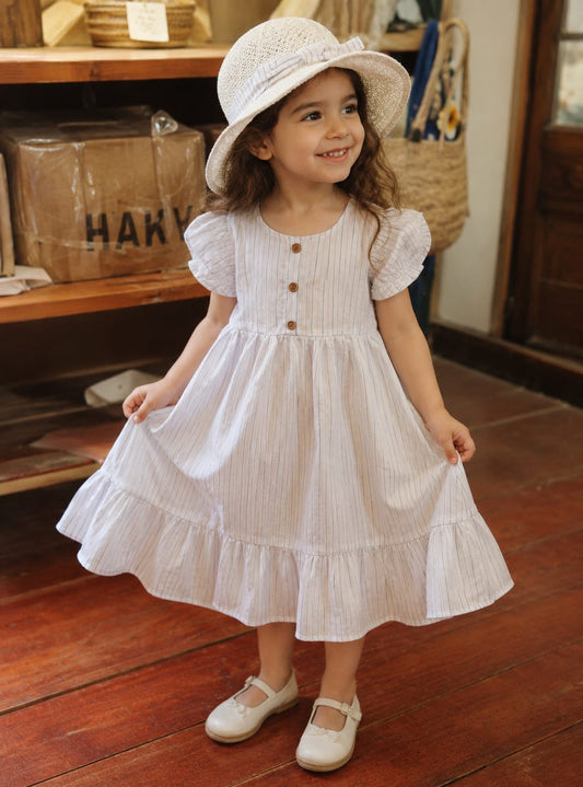 Ensemble de tenue d'été 2026 pour enfants, chemise rayée en coton, short et robe, vêtements doux et respirants pour garçons et filles