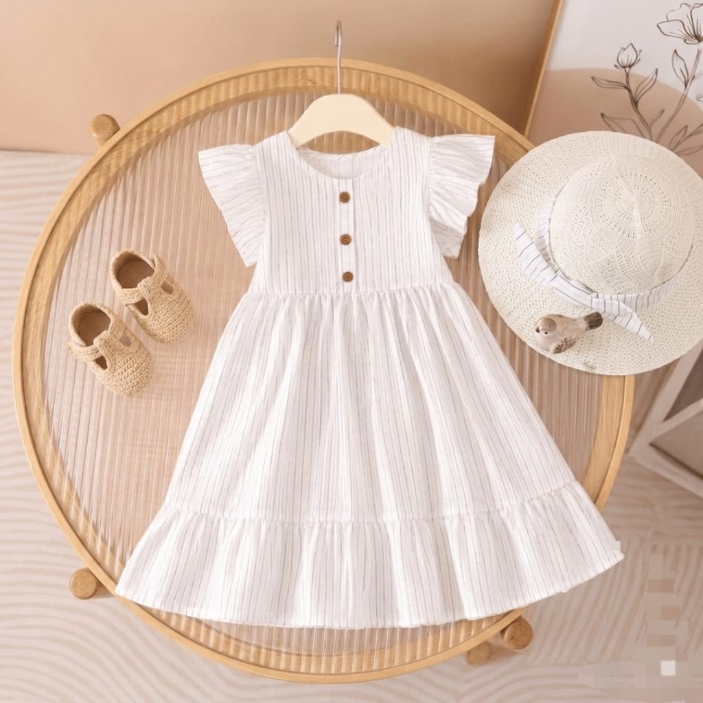 Ensemble de tenue d'été 2026 pour enfants, chemise rayée en coton, short et robe, vêtements doux et respirants pour garçons et filles