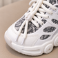 Kids’ Trendy Chunky Sneakers with Patterned Panels, Adjustable Lace-Up Fastening and Bold Circular Sole Details – Stylish Everyday Shoes for Boys and Girls