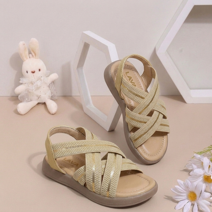 Girls’ Cross-Strap Comfort Sandals – Elegant Everyday Summer Shoes