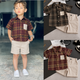 Ensemble d'été 2 pièces pour garçons – Chemise à carreaux et short beige
