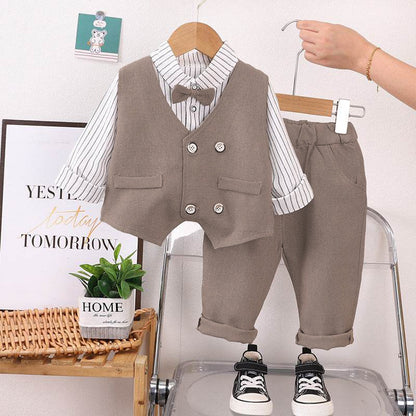 Costumes élégants pour garçons printemps automne 2025 nouveau costume trois pièces de style britannique pour enfants