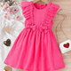 Charming Blossom: Young Girl's Ruffle Trim Bow Front Dress