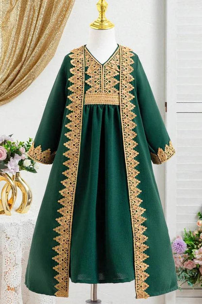 Girls' luxury dress in classic elegant design with gold embroidery - IRRAKIDS