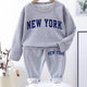 2 piece Light gray melange/New York: Cozy Cotton Tracksuit Set for Kids - Unisex