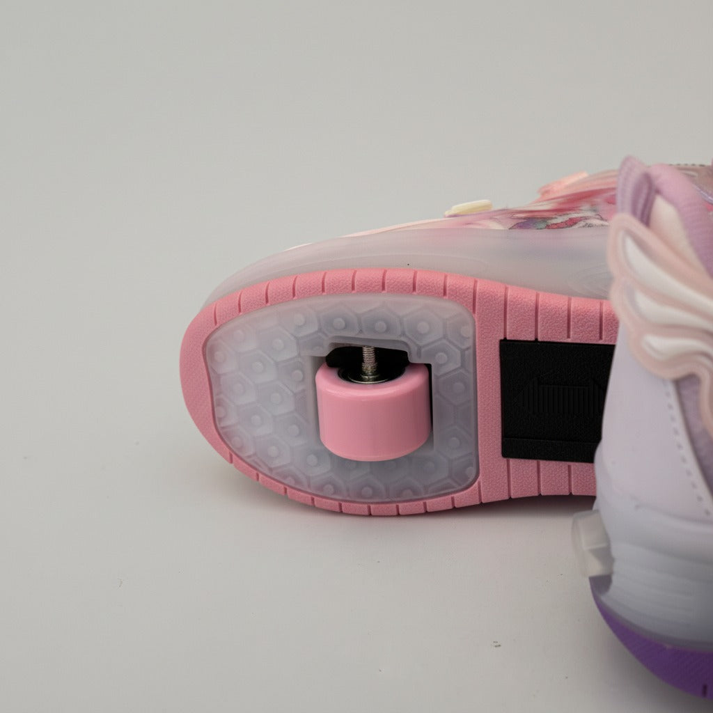 Girls' pastel roller-heel sneakers with cartoon print — Product image: 