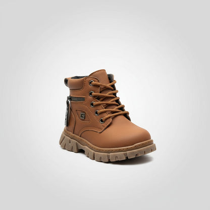 Boys’ rugged lace-up ankle boots with side zipper — Product image: 