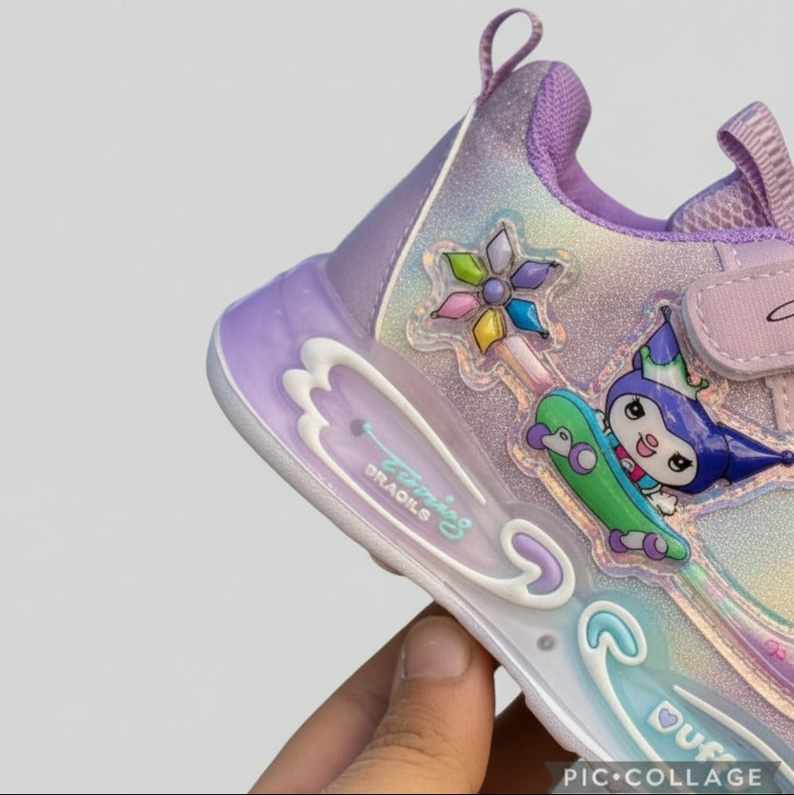 Glitter Pastel Cartoon Sneakers for Girls — Product image: 