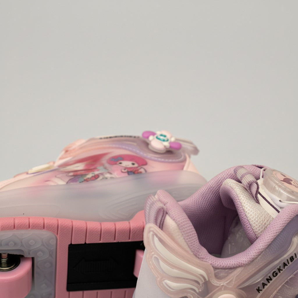 Girls' pastel roller-heel sneakers with cartoon print — Product image: 