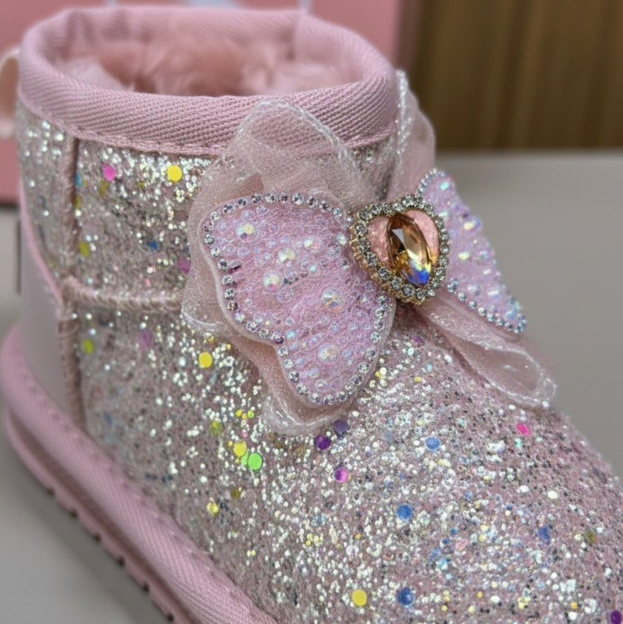 Girls' Glitter Bow Winter Ankle Boots — Product image: 