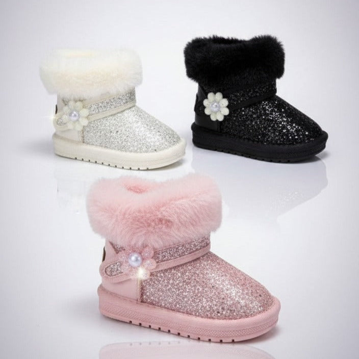 Girls' Glitter Faux-Fur Ankle Boots — Product image: 