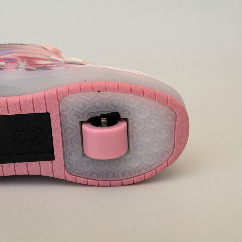 Girls' pastel roller-heel sneakers with cartoon print — Product image: 