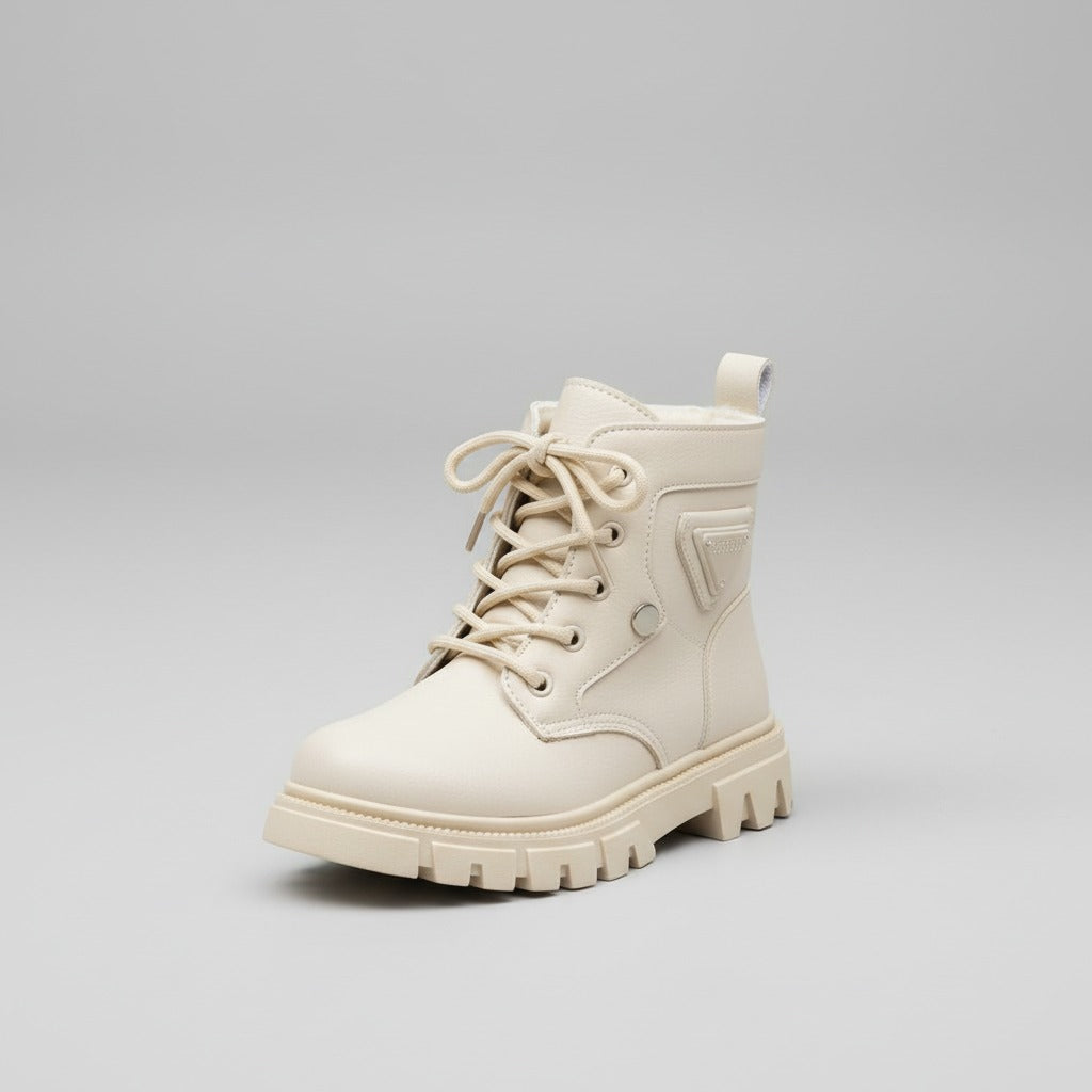 Girls' Lace‑Up Combat Boots with Lug Sole — Product image: 