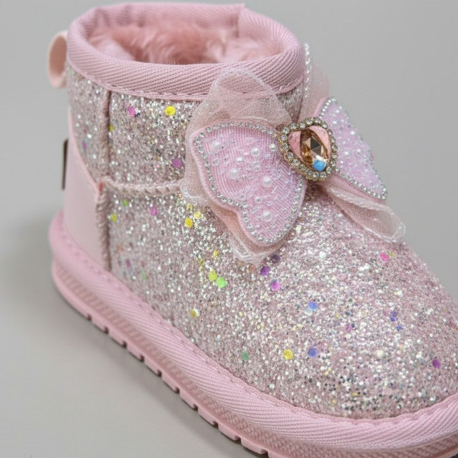 Girls' Glitter Bow Winter Ankle Boots — Product image: 