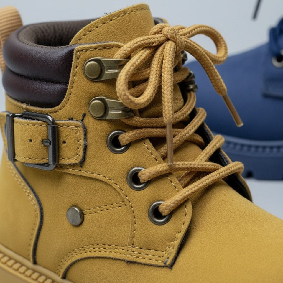 Kids rugged lace-up ankle boots with buckle — Product image: 